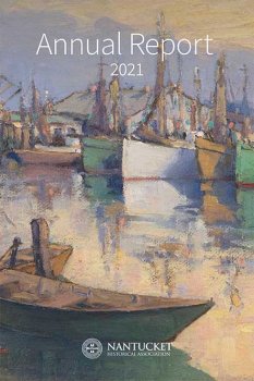 Cover of theAnnual Report featuring a painting of the docks