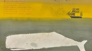 Watercolor "Moby Dick and Ahab " by Claus Hoie