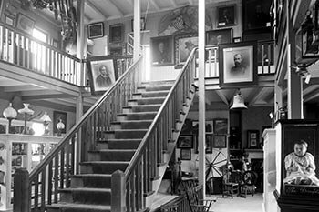 Interior of the Fair Street Museum shows collections of the NHA, ca 1907.