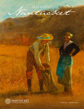 Cover of Historic Nantucket featuring a a painting of a man and woman in a field.